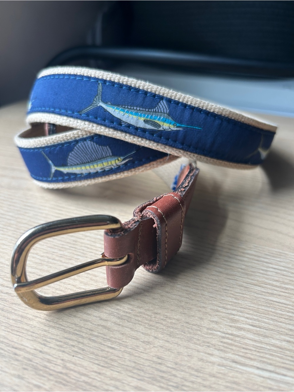 Men's Blue Nautical Zep Pro Marlin Belt Used Will fit Size 34 waist Clean